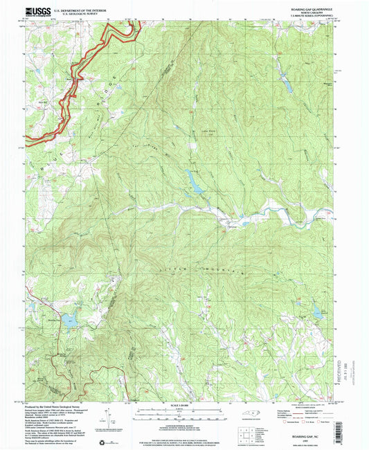 Classic USGS Roaring Gap North Carolina 7.5'x7.5' Topo Map Image