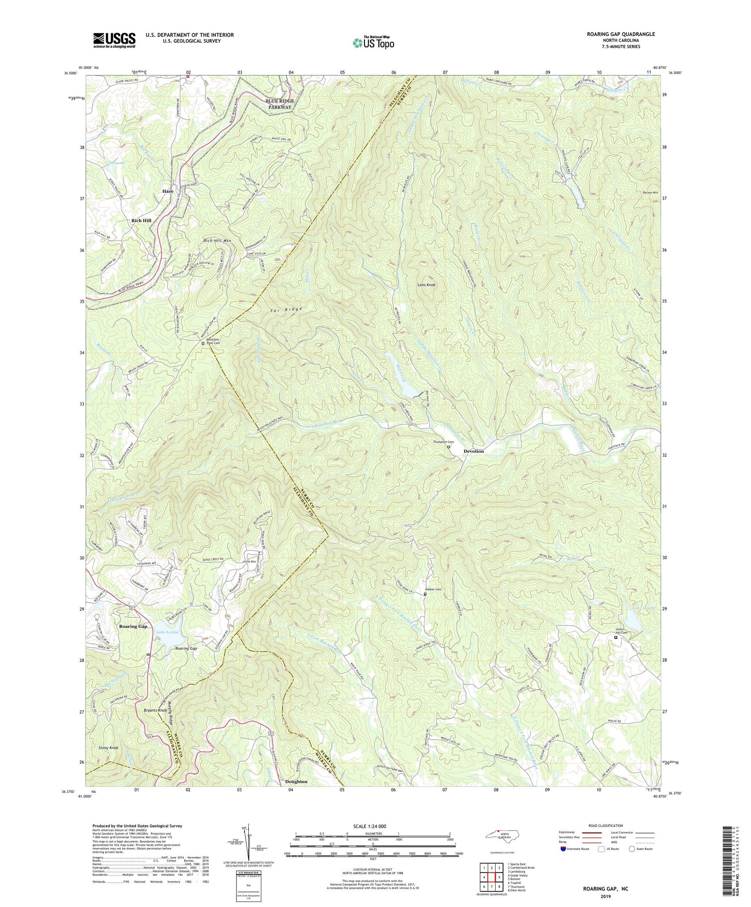 Roaring Gap North Carolina US Topo Map Image