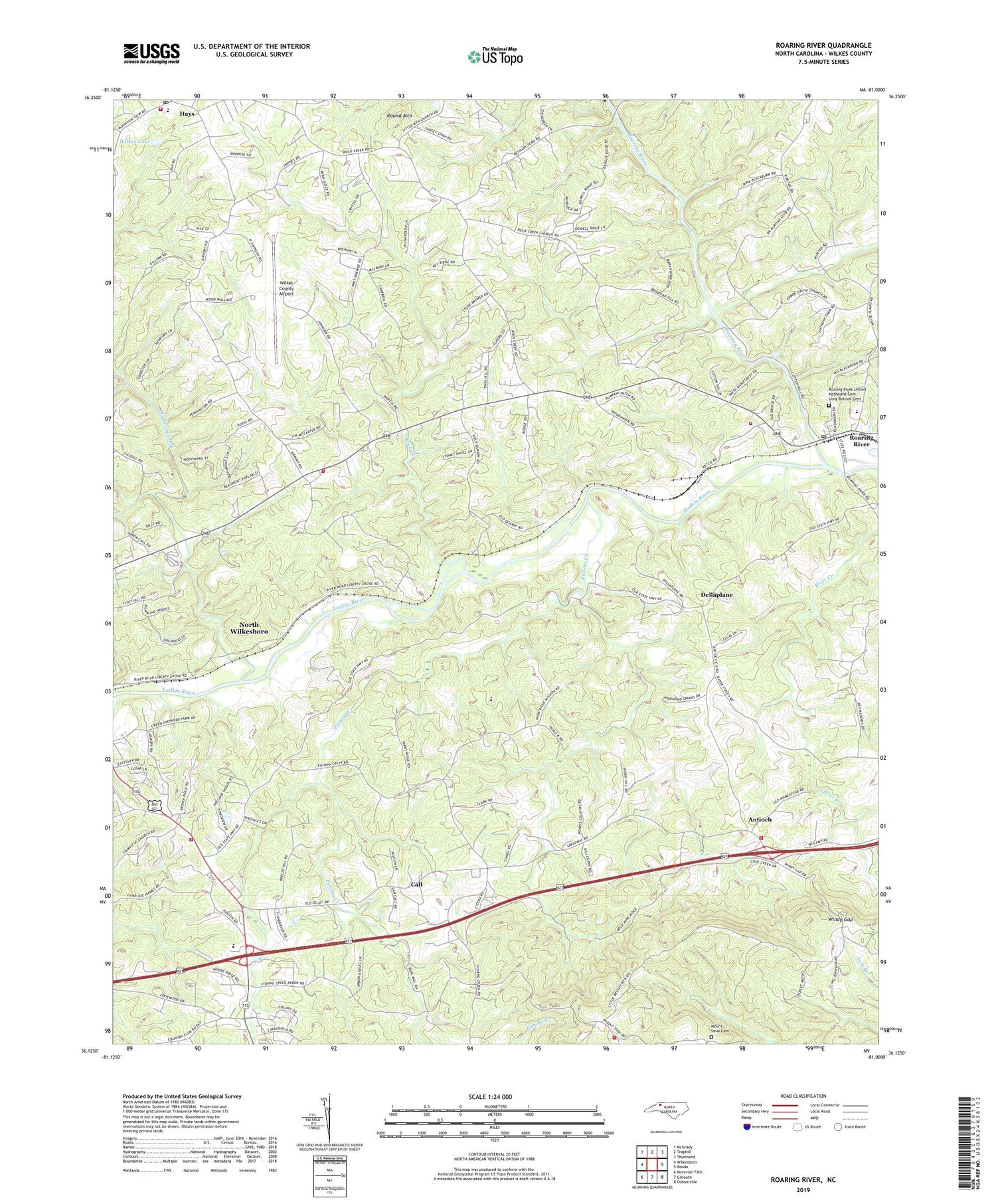 Roaring River North Carolina US Topo Map Image
