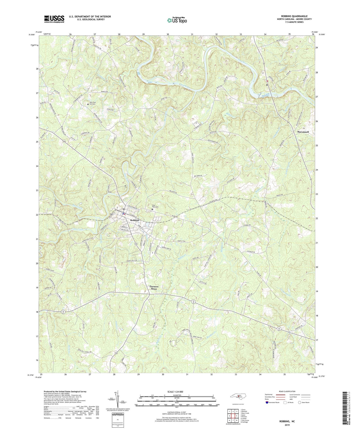 Robbins North Carolina US Topo Map Image
