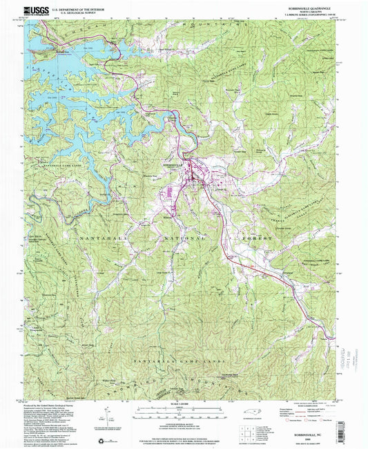 Classic USGS Robbinsville North Carolina 7.5'x7.5' Topo Map Image