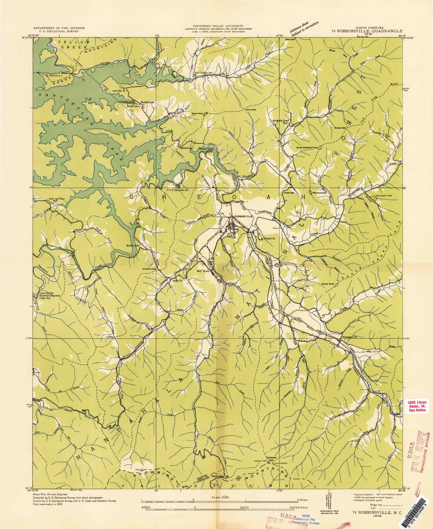 Classic USGS Robbinsville North Carolina 7.5'x7.5' Topo Map Image