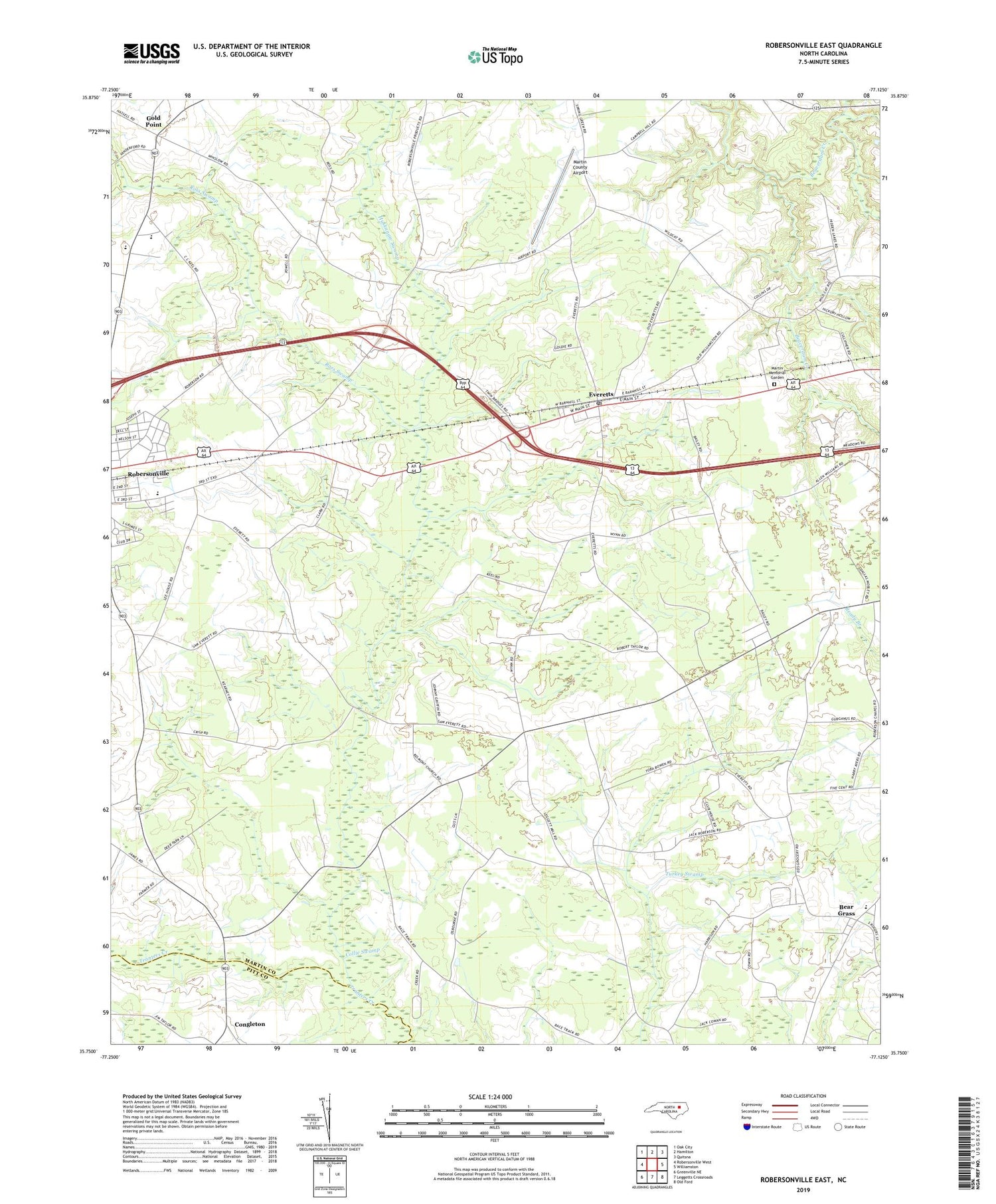 Robersonville East North Carolina US Topo Map Image