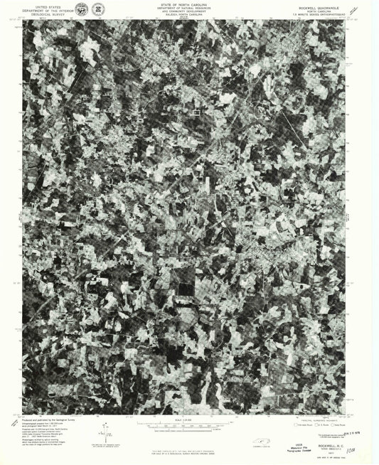 Classic USGS Rockwell North Carolina 7.5'x7.5' Topo Map Image