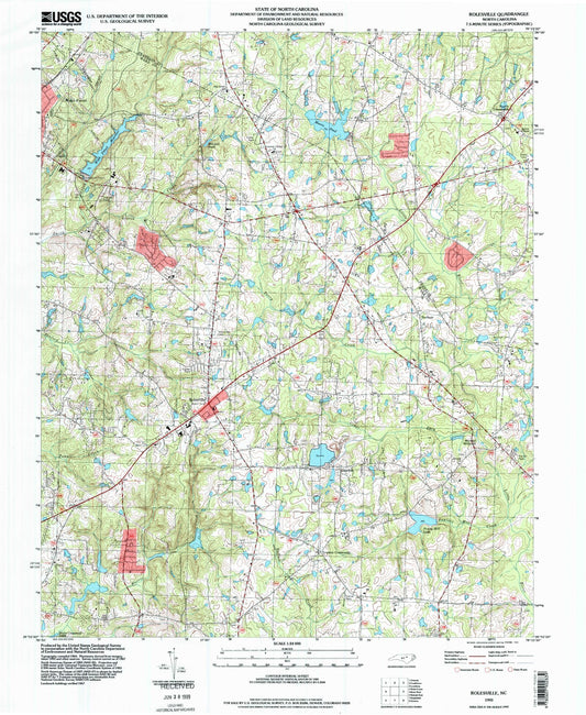 Classic USGS Rolesville North Carolina 7.5'x7.5' Topo Map Image