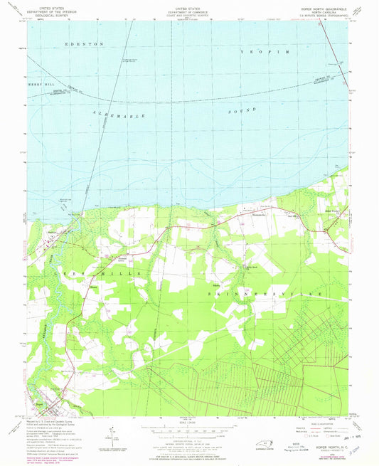 Classic USGS Roper North North Carolina 7.5'x7.5' Topo Map Image