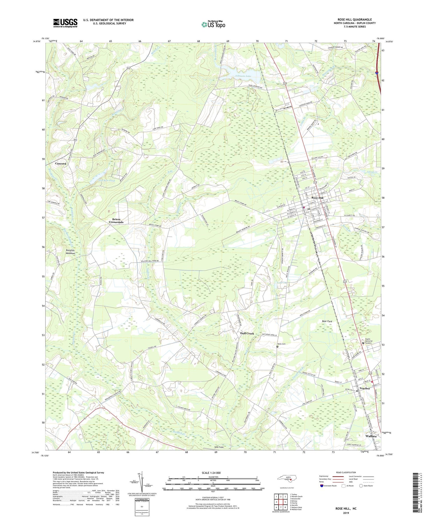 Rose Hill North Carolina US Topo Map Image