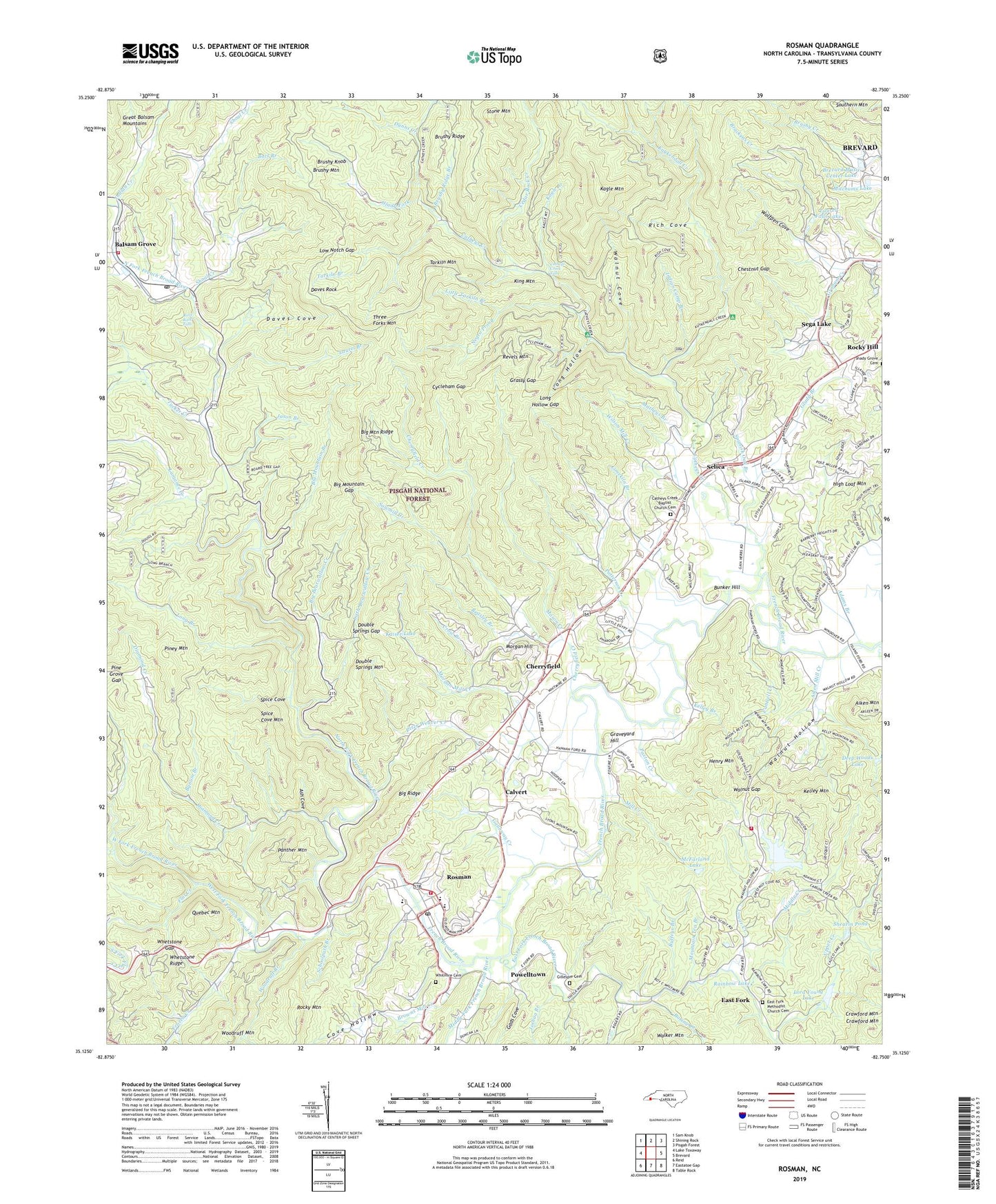Rosman North Carolina US Topo Map Image