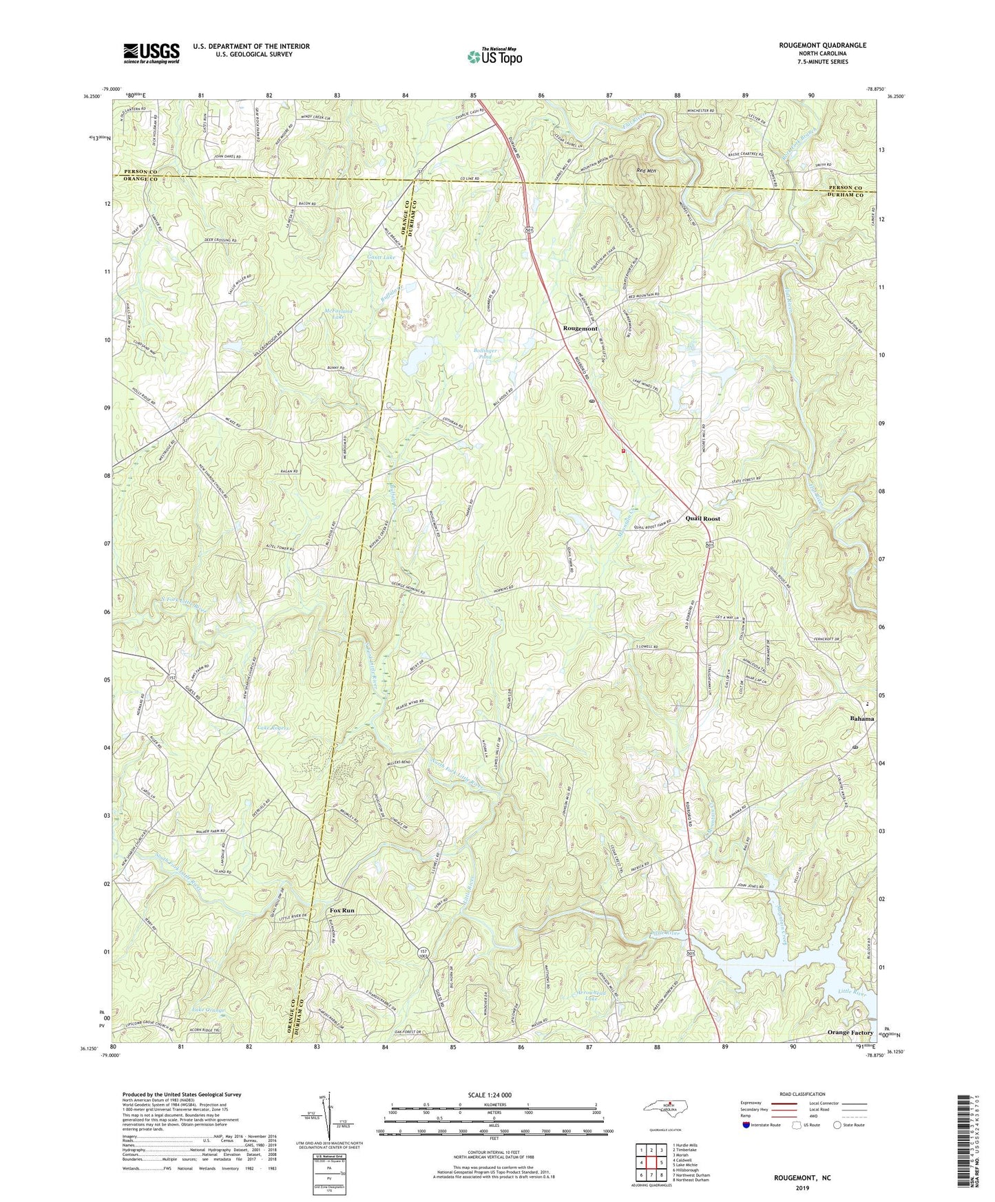 Rougemont North Carolina US Topo Map Image