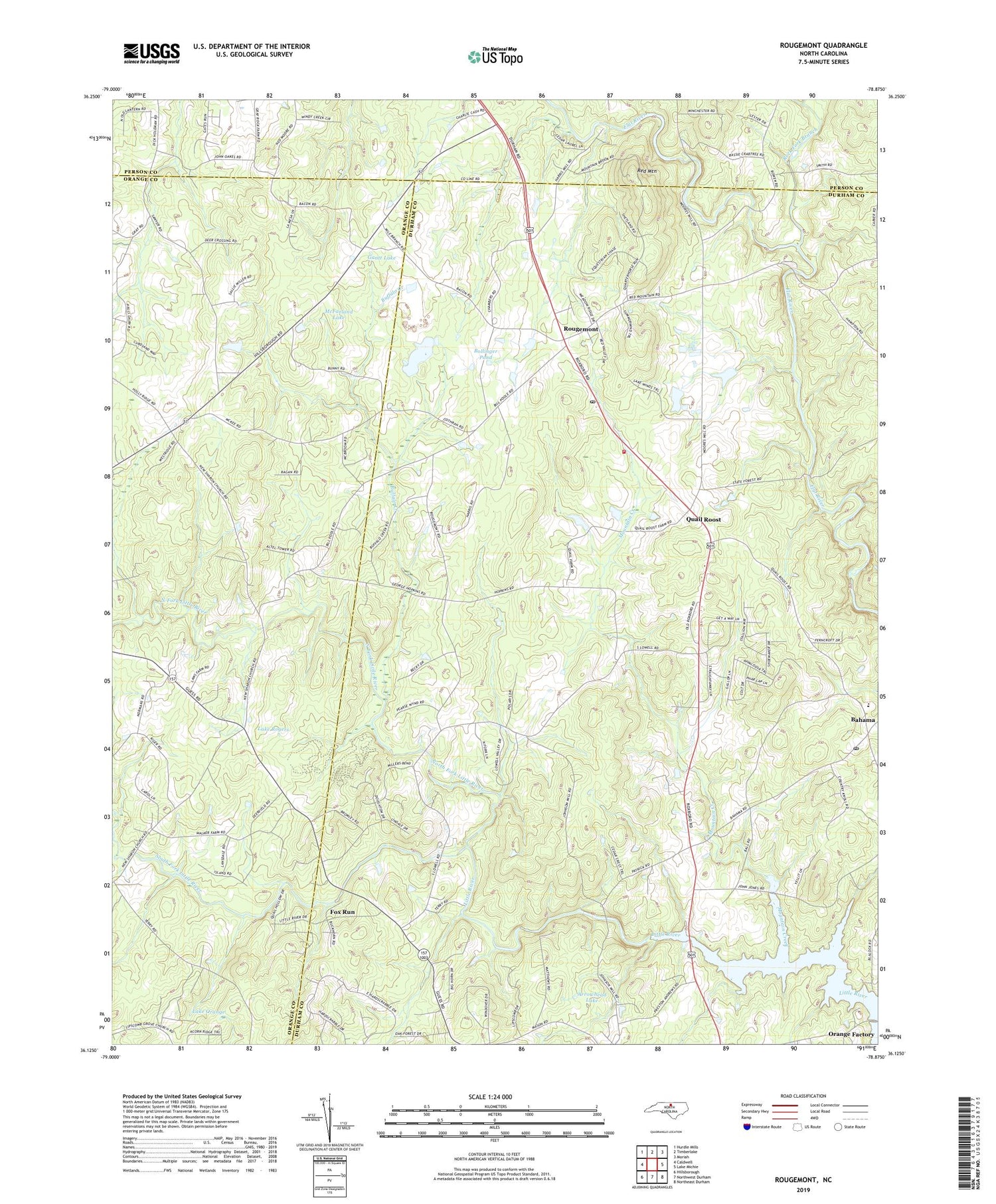 Rougemont North Carolina US Topo Map Image