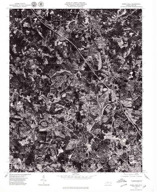 Classic USGS Rural Hall North Carolina 7.5'x7.5' Topo Map Image