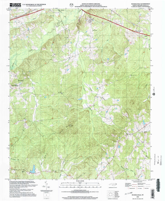 Classic USGS Russellville North Carolina 7.5'x7.5' Topo Map Image