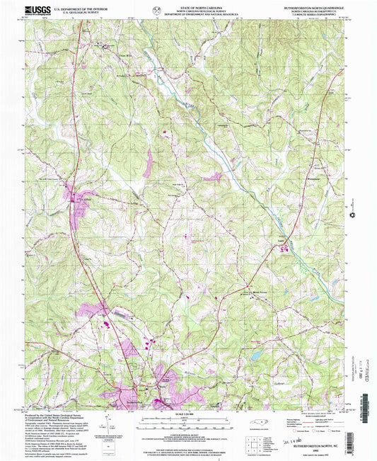 Classic USGS Rutherfordton North North Carolina 7.5'x7.5' Topo Map Image