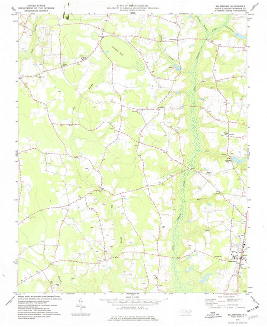 Classic USGS Salemburg North Carolina 7.5'x7.5' Topo Map Image