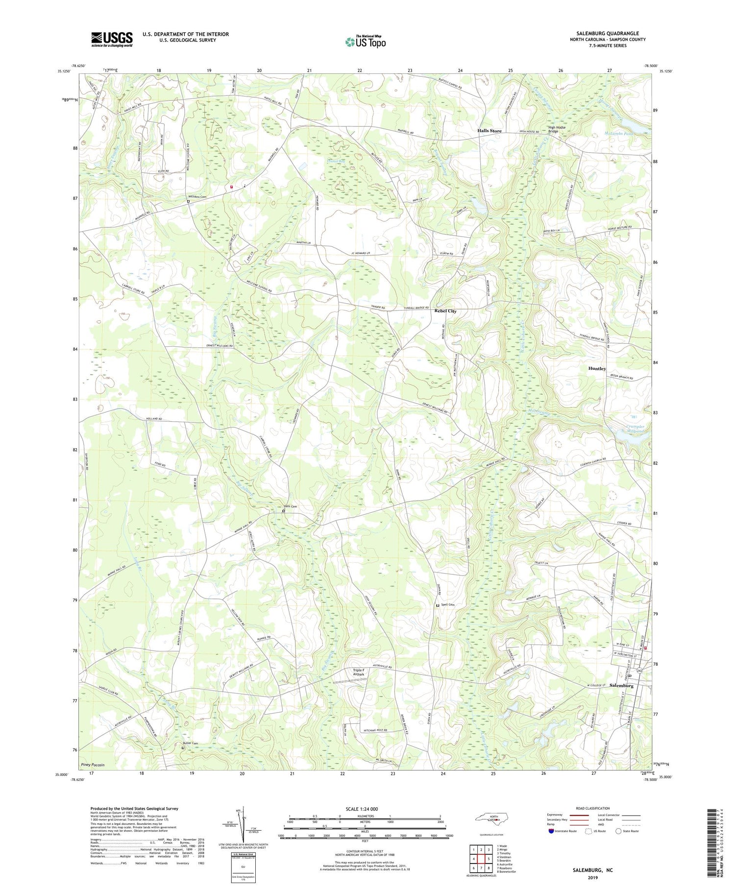 Salemburg North Carolina US Topo Map Image