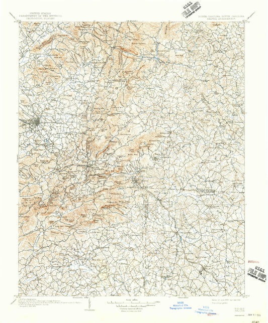 Historic 1907 Saluda North Carolina 30'x30' Topo Map Image
