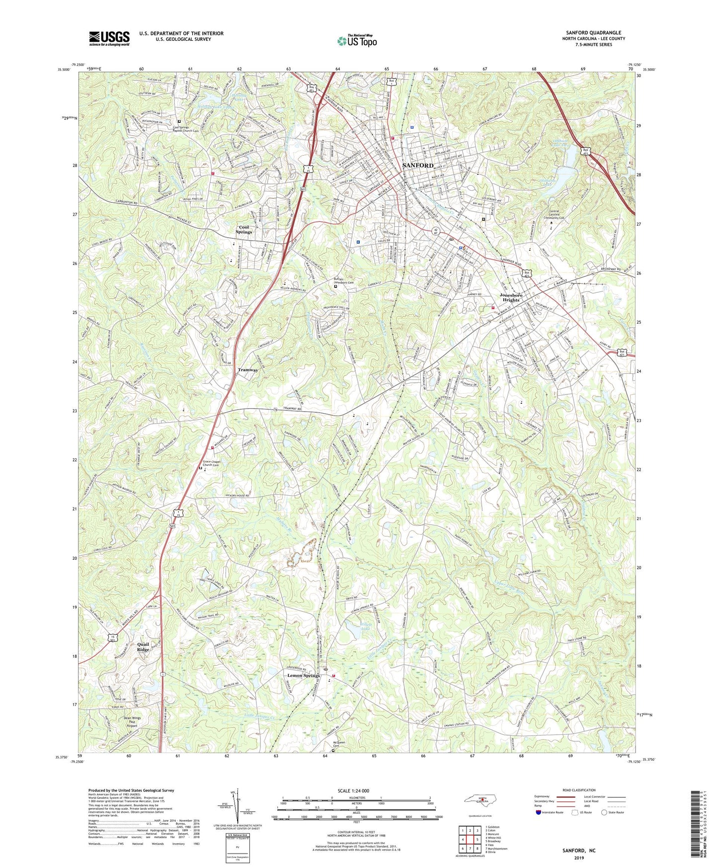 Sanford North Carolina US Topo Map Image
