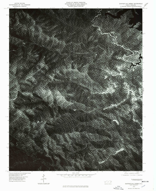 Classic USGS Santeetlah Creek North Carolina 7.5'x7.5' Topo Map Image