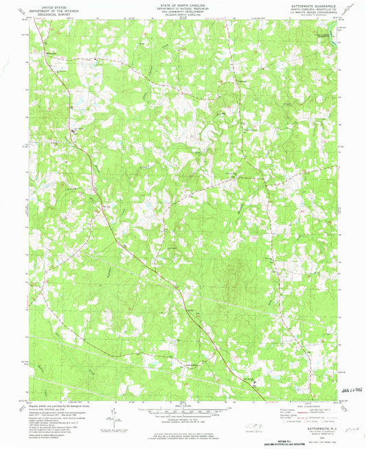 Classic USGS Satterwhite North Carolina 7.5'x7.5' Topo Map Image