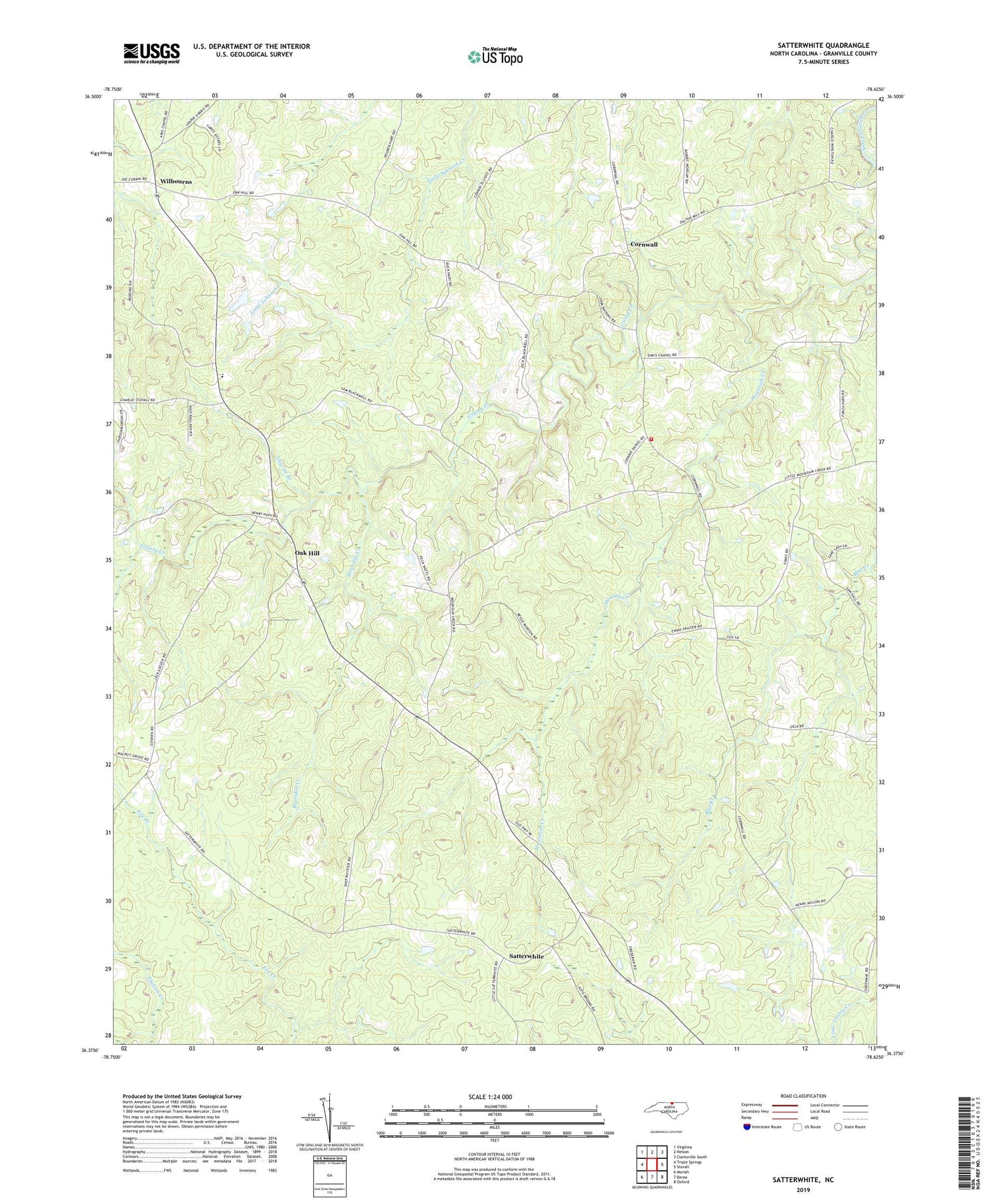 Satterwhite North Carolina US Topo Map Image