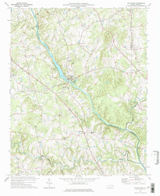 Classic USGS Saxapahaw North Carolina 7.5'x7.5' Topo Map Image