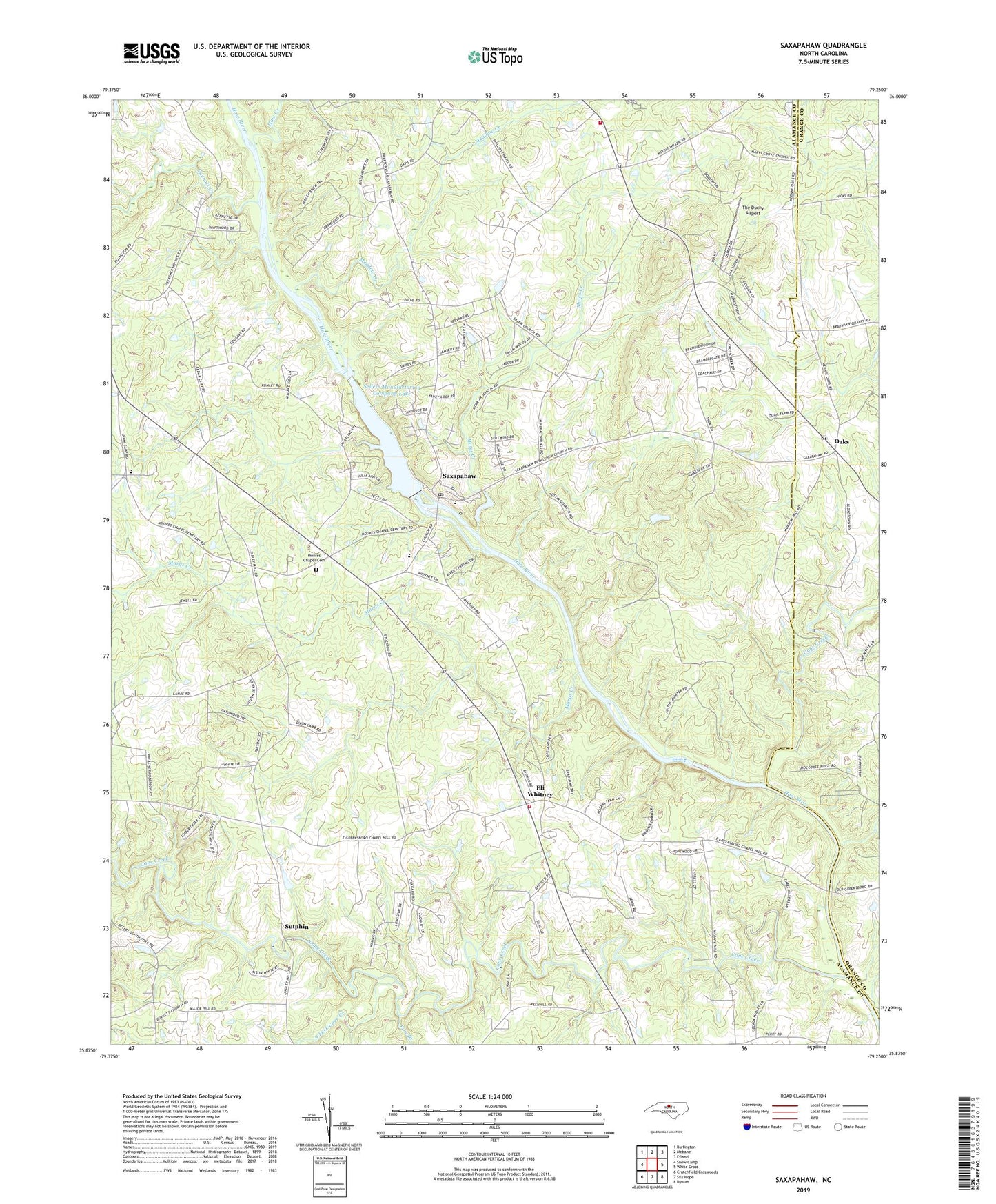 Saxapahaw North Carolina US Topo Map Image