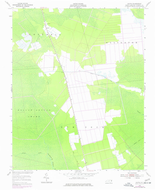 Classic USGS Scotia North Carolina 7.5'x7.5' Topo Map Image
