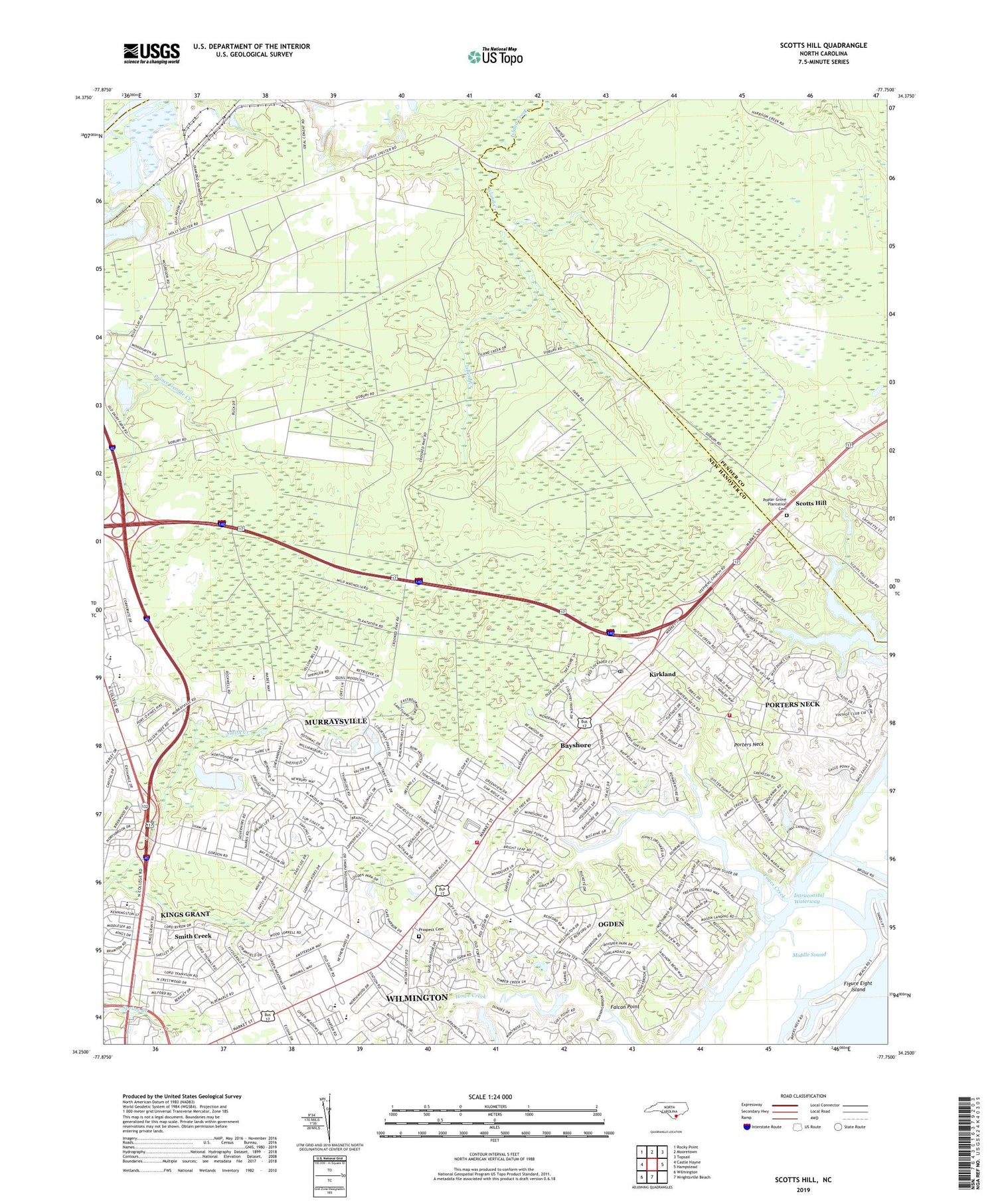 Scotts Hill North Carolina US Topo Map Image