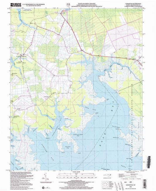 Classic USGS Scranton North Carolina 7.5'x7.5' Topo Map Image
