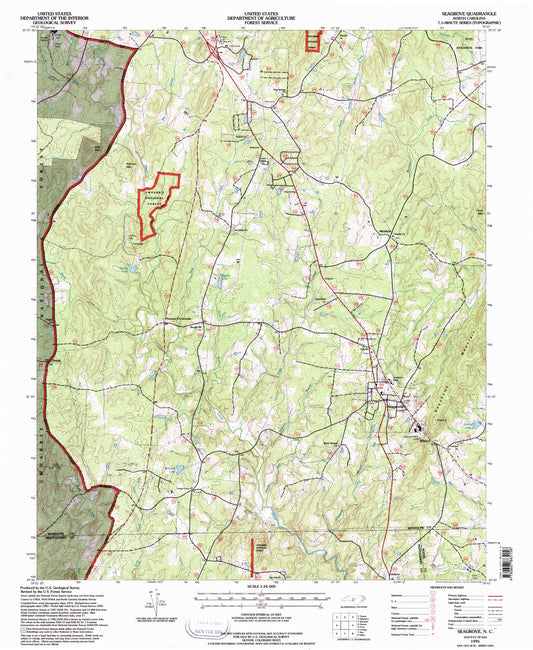 Classic USGS Seagrove North Carolina 7.5'x7.5' Topo Map Image