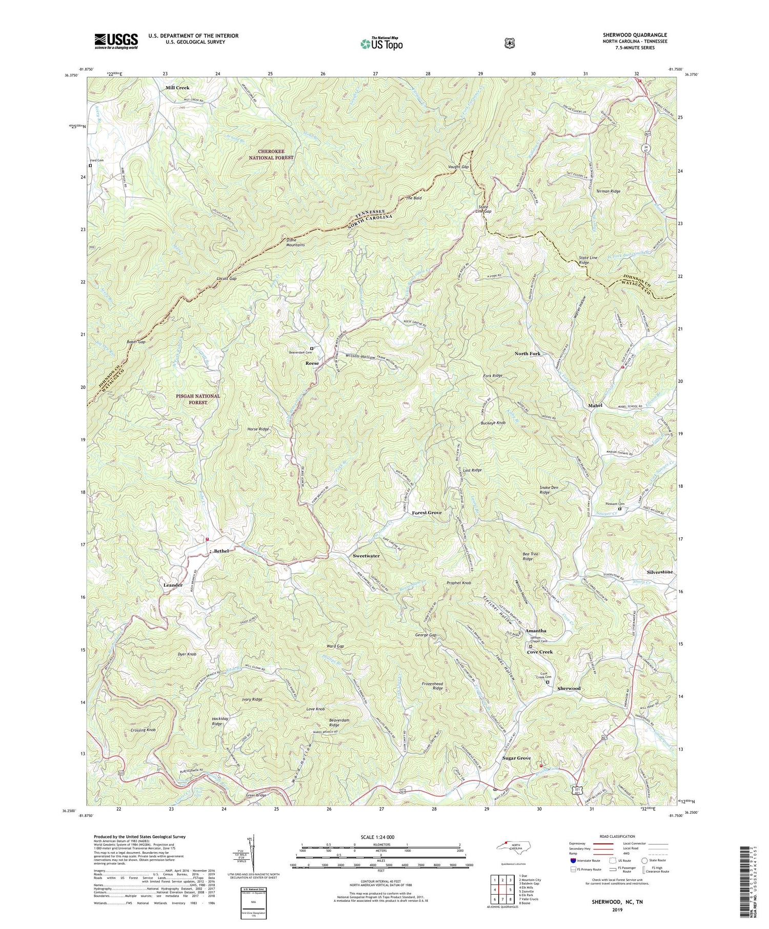 Sherwood North Carolina US Topo Map Image