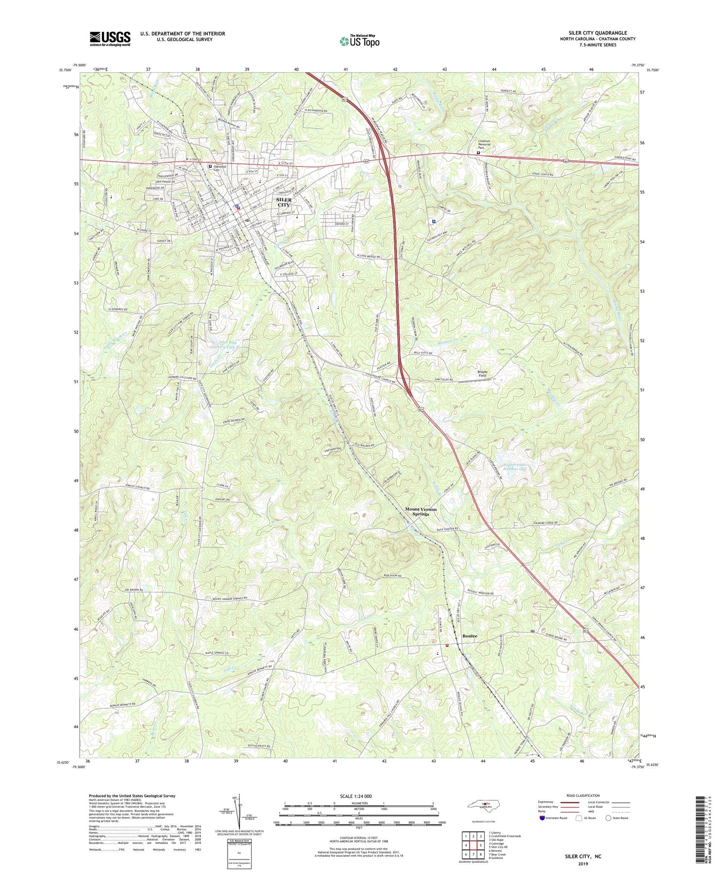 Siler City North Carolina US Topo Map Image