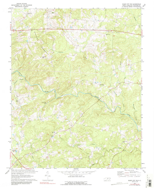Classic USGS Siler City NE North Carolina 7.5'x7.5' Topo Map Image