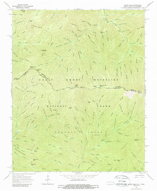 USGS Classic Silers Bald North Carolina 7.5'x7.5' Topo Map Image