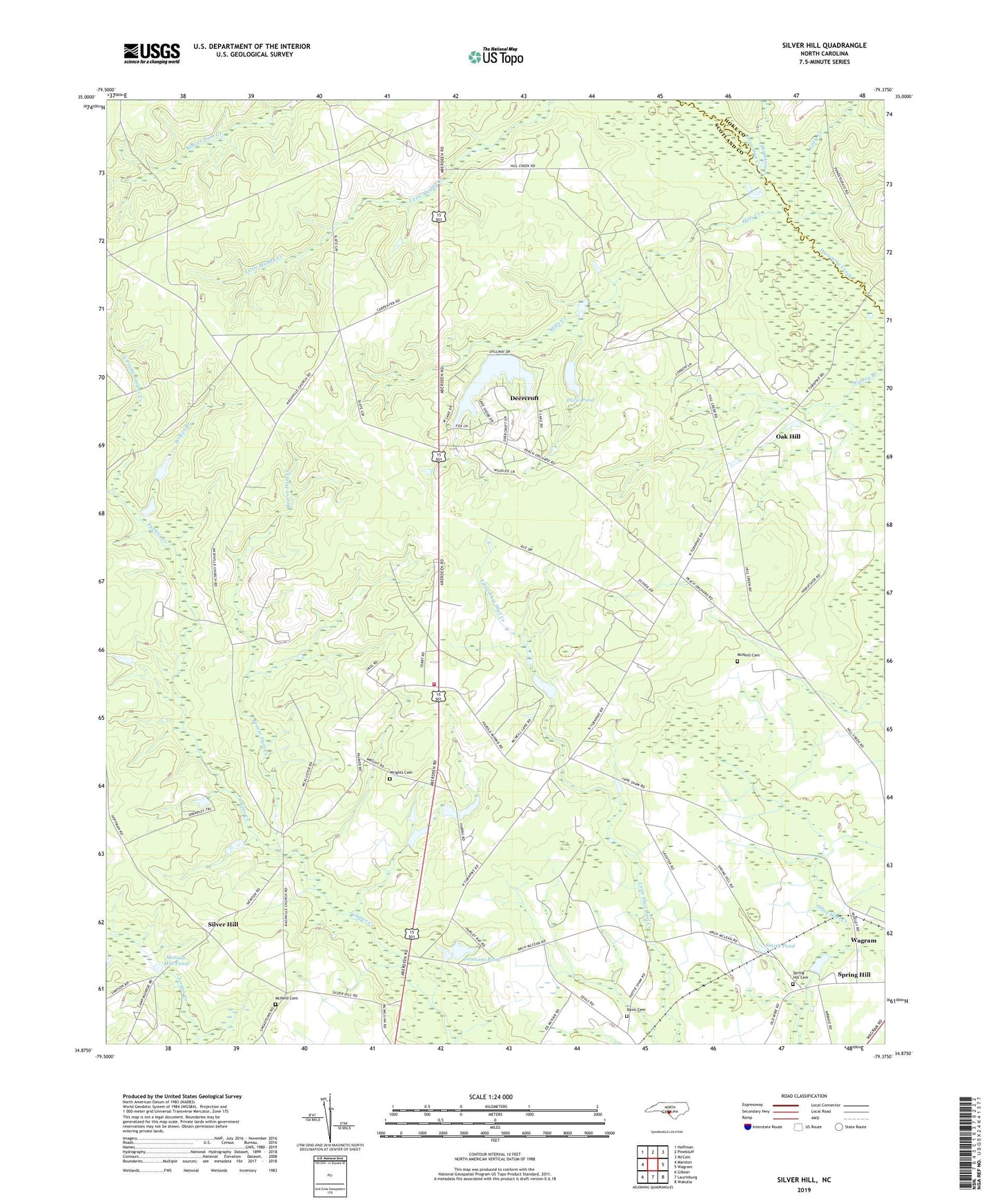 Silver Hill North Carolina US Topo Map Image