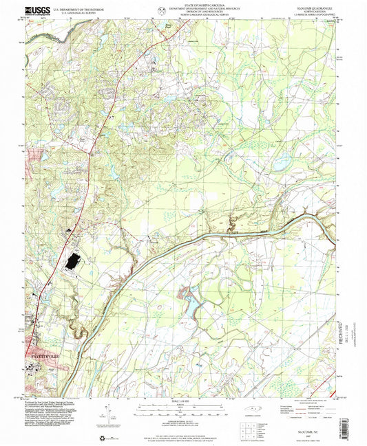 Classic USGS Slocomb North Carolina 7.5'x7.5' Topo Map Image
