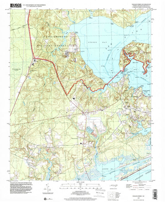 Classic USGS Sneads Ferry North Carolina 7.5'x7.5' Topo Map Image