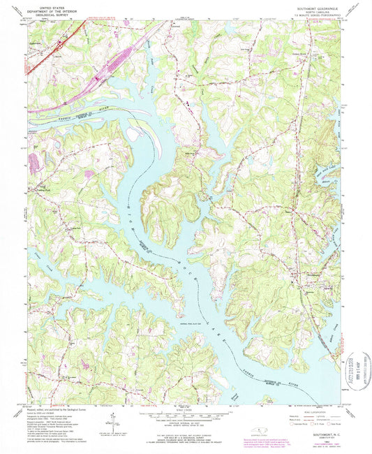 Classic USGS Southmont North Carolina 7.5'x7.5' Topo Map Image