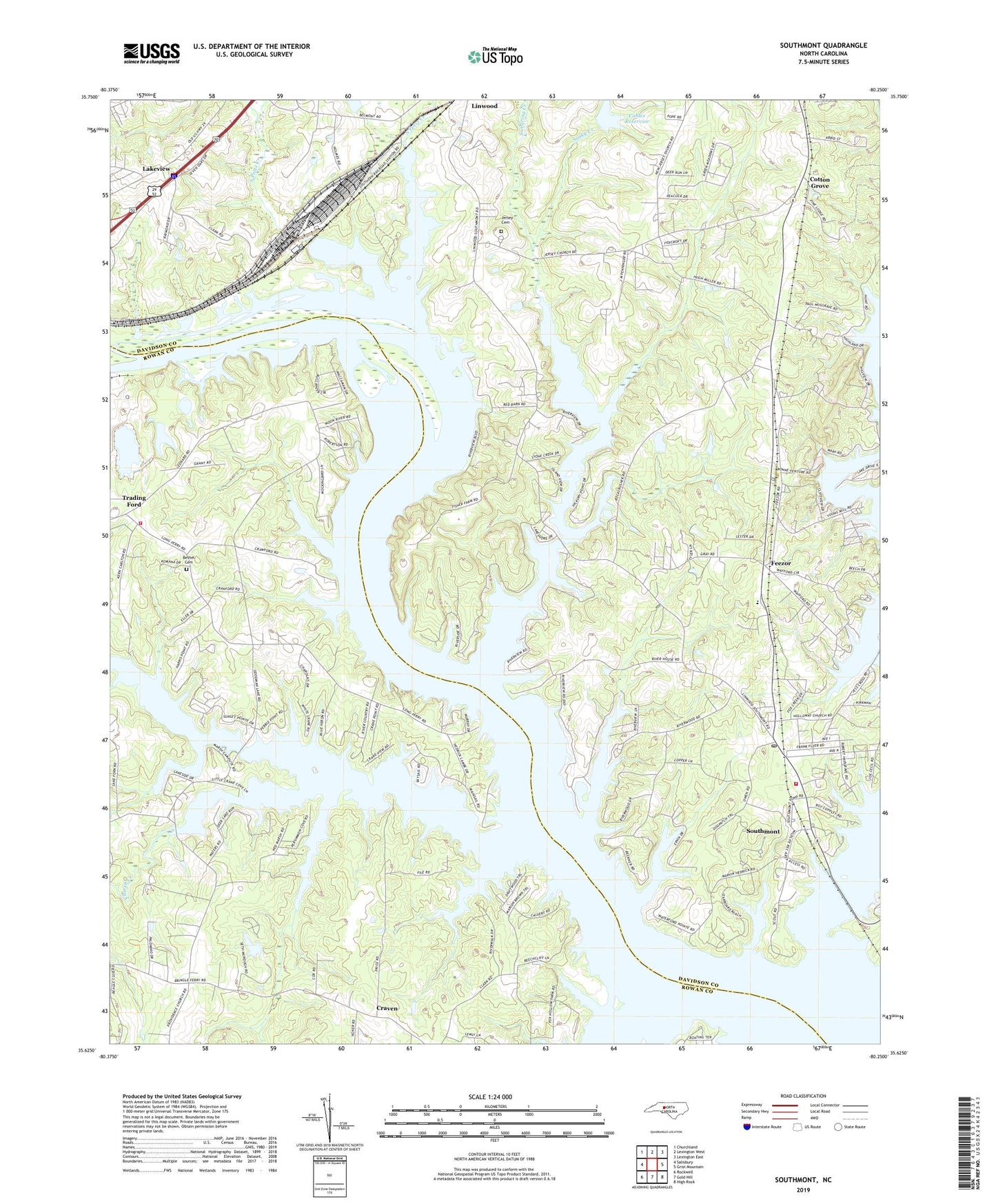 Southmont North Carolina US Topo Map Image