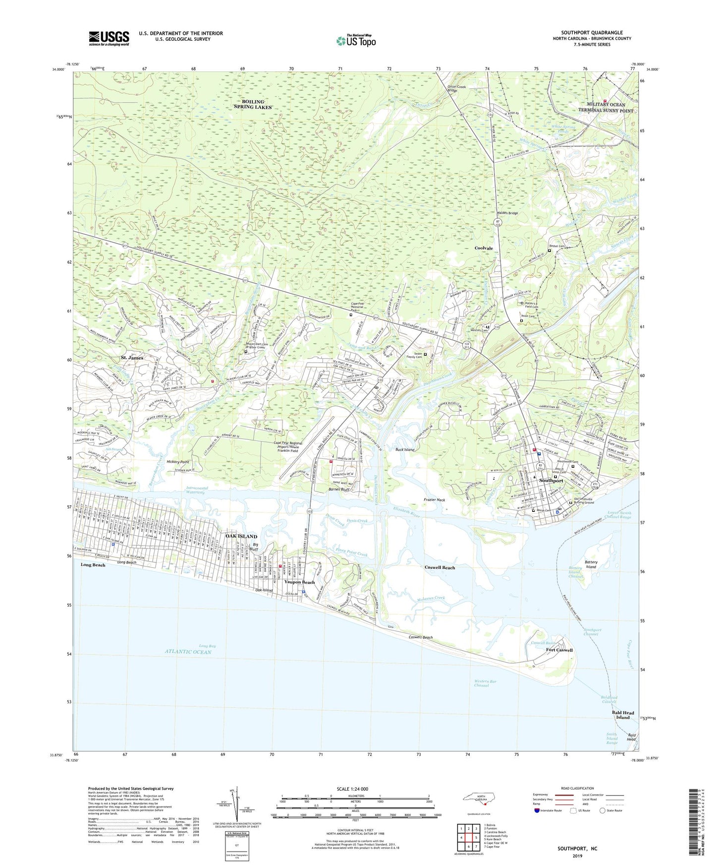 Southport North Carolina US Topo Map Image