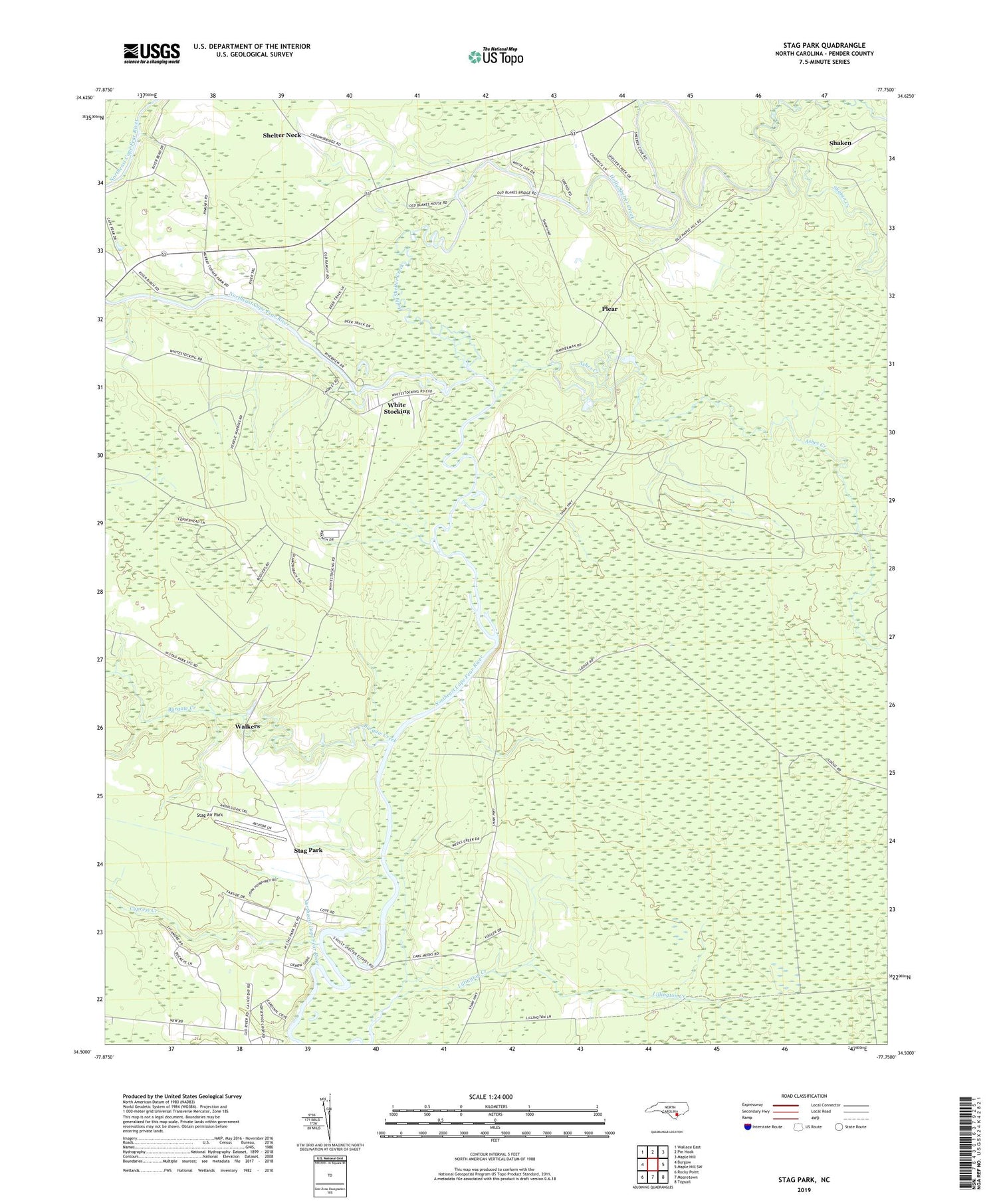 Stag Park North Carolina US Topo Map Image
