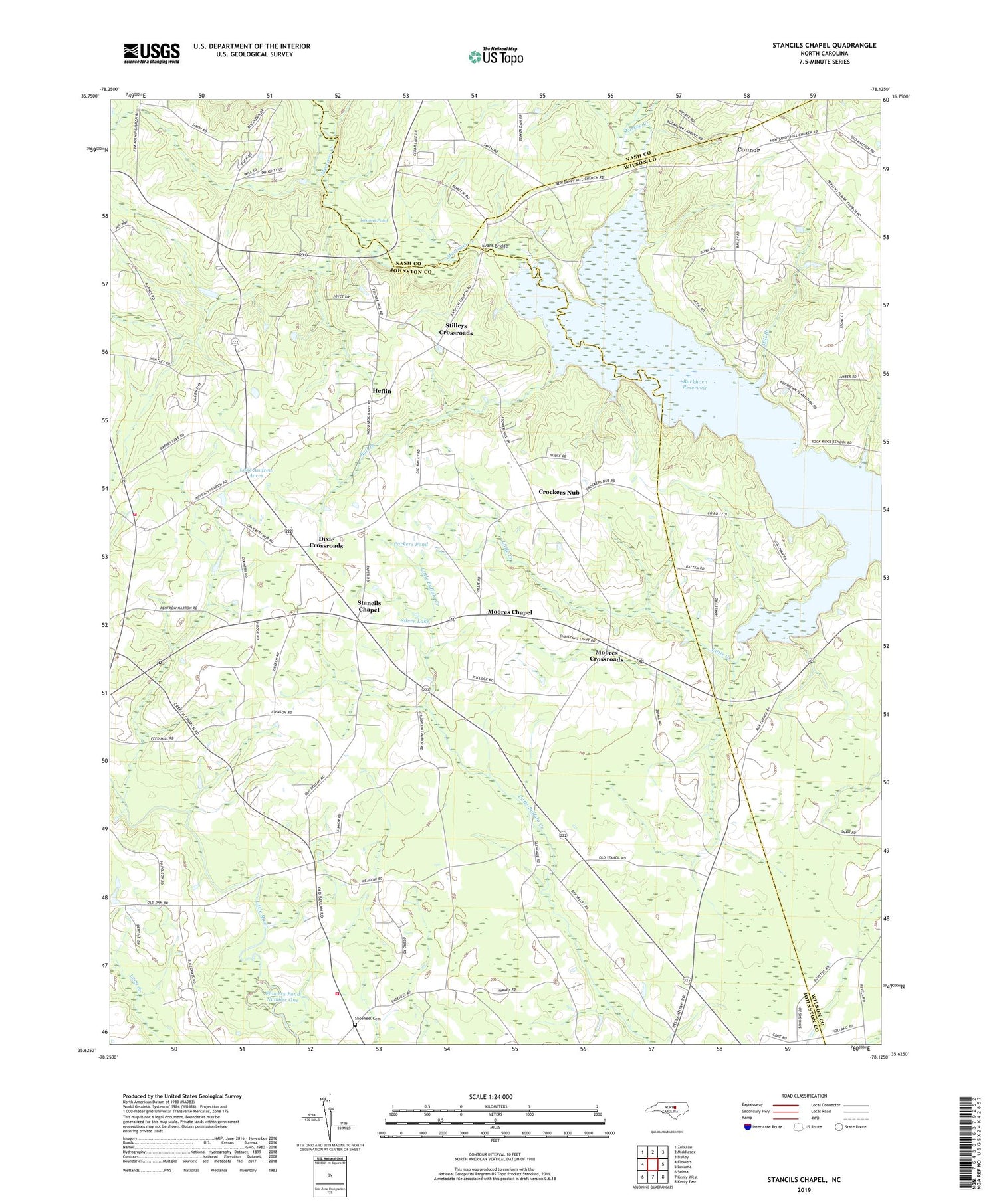 Stancils Chapel North Carolina US Topo Map Image
