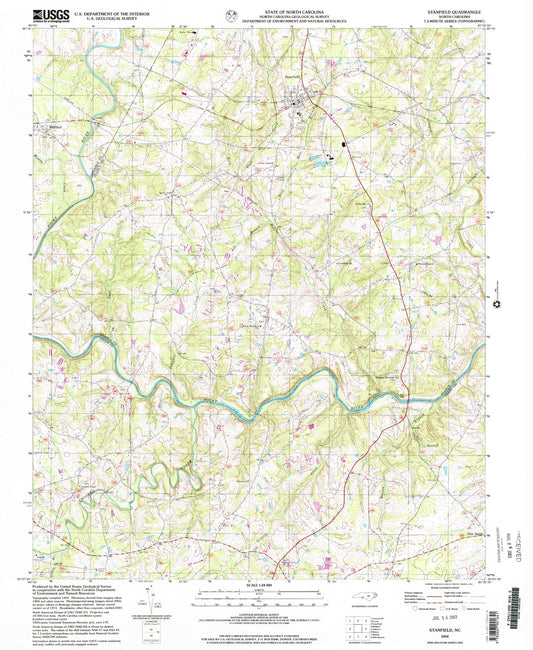 Classic USGS Stanfield North Carolina 7.5'x7.5' Topo Map Image