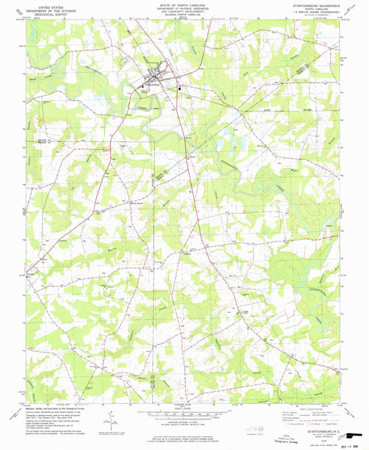 Classic USGS Stantonsburg North Carolina 7.5'x7.5' Topo Map Image
