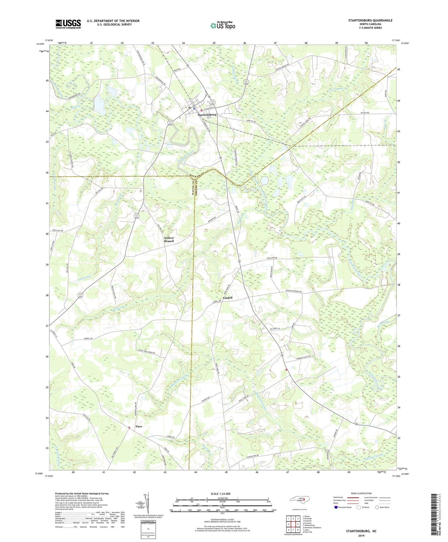 Stantonsburg North Carolina US Topo Map Image
