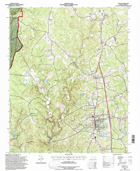 Classic USGS Star North Carolina 7.5'x7.5' Topo Map Image