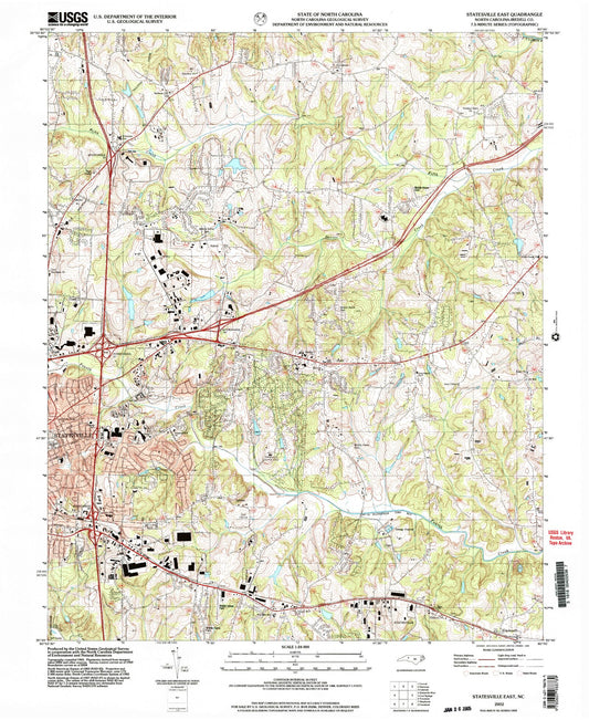 Classic USGS Statesville East North Carolina 7.5'x7.5' Topo Map Image