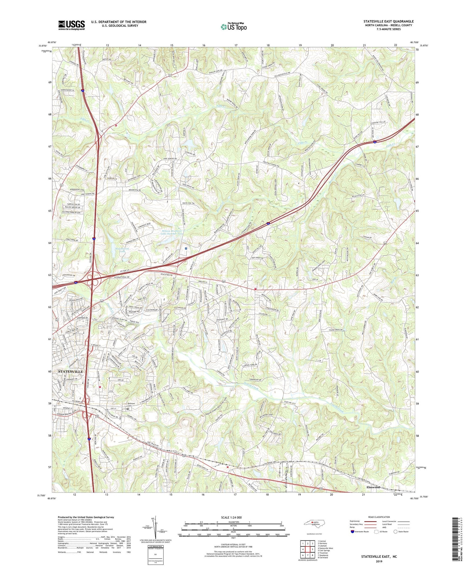 Statesville East North Carolina US Topo Map Image