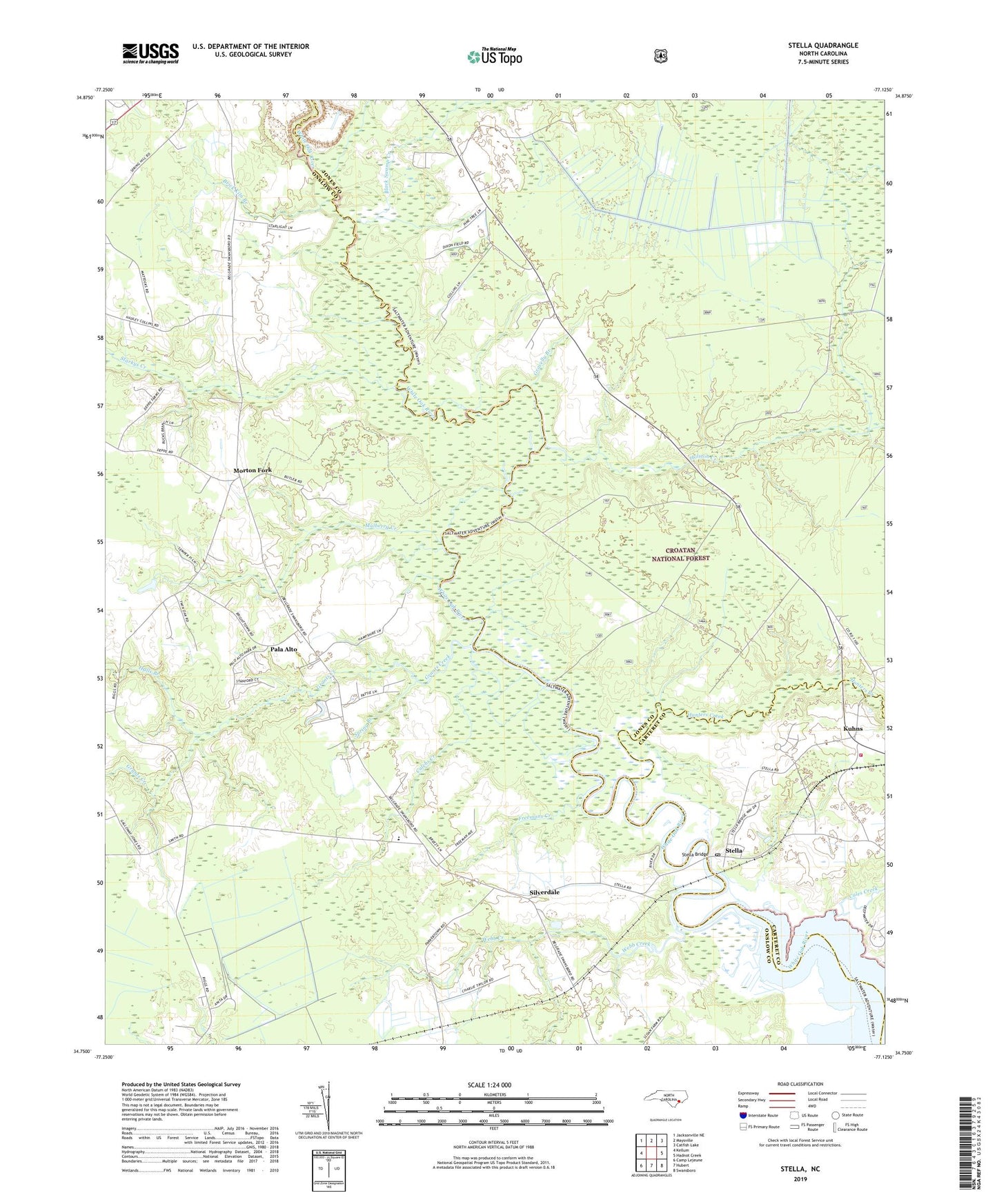 Stella North Carolina US Topo Map Image