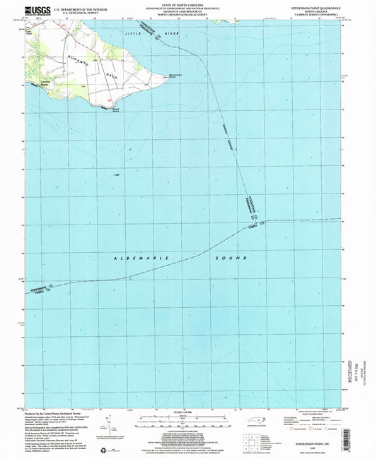 Classic USGS Stevenson Point North Carolina 7.5'x7.5' Topo Map Image